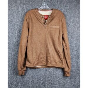 Coleman Henley Pullover Mens Small Brown Sherpa Lined‎ Waffle Knit Sweater
